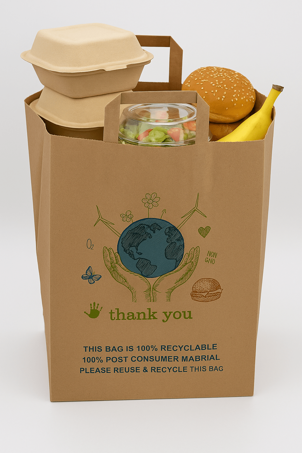 13 x 7 x 17 Kraft Paper Bags – Flat Handle, 100% Recyclable, Eco - Friendly - Jet Paper Bags