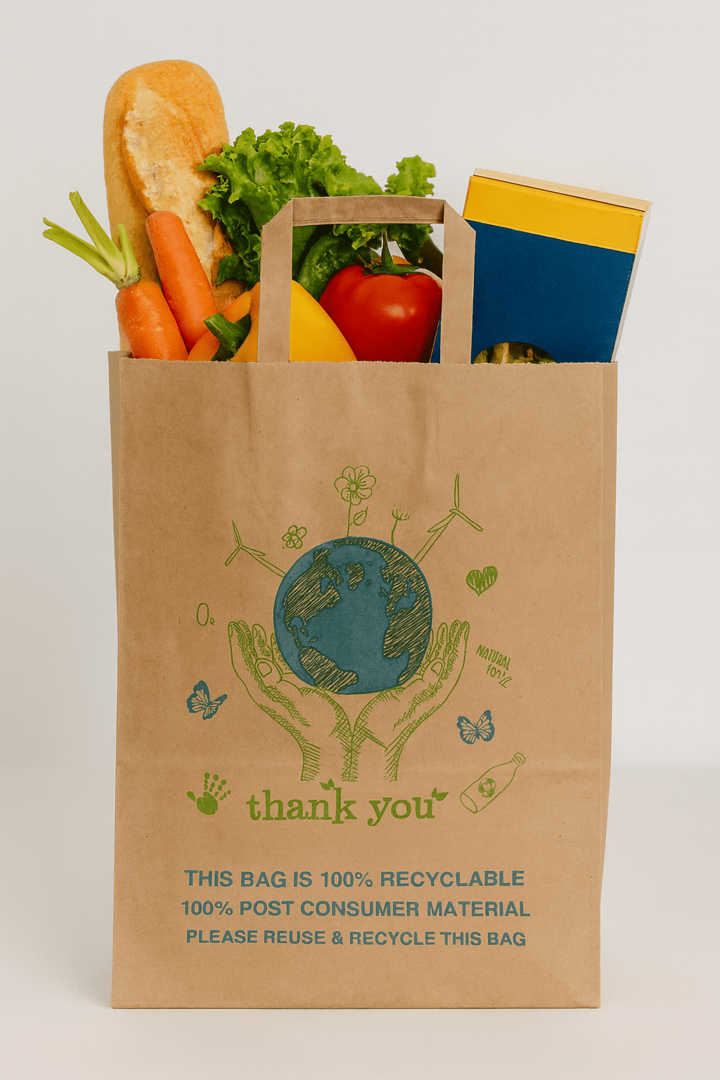 13 x 7 x 17 Kraft Paper Bags – Flat Handle, 100% Recyclable, Eco - Friendly - Jet Paper Bags