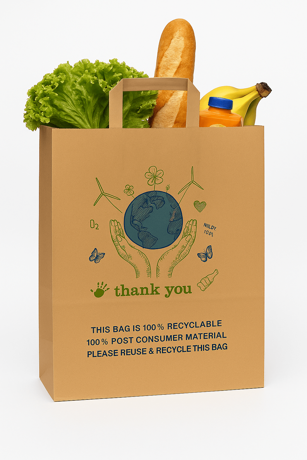 13 x 7 x 17 Kraft Paper Bags – Flat Handle, 100% Recyclable, Eco - Friendly - Jet Paper Bags