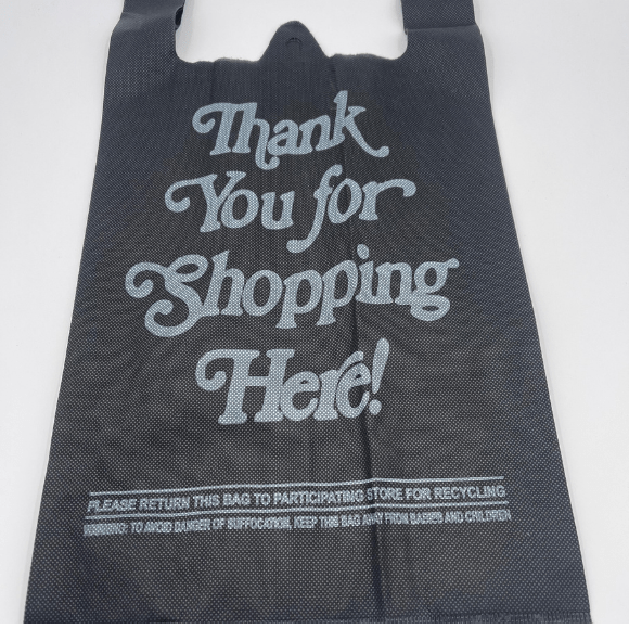 Black Non - woven Reusable Bags 11.5 width x 6.5 depth x 16 height, Thank You Bags - Jet Paper Bags