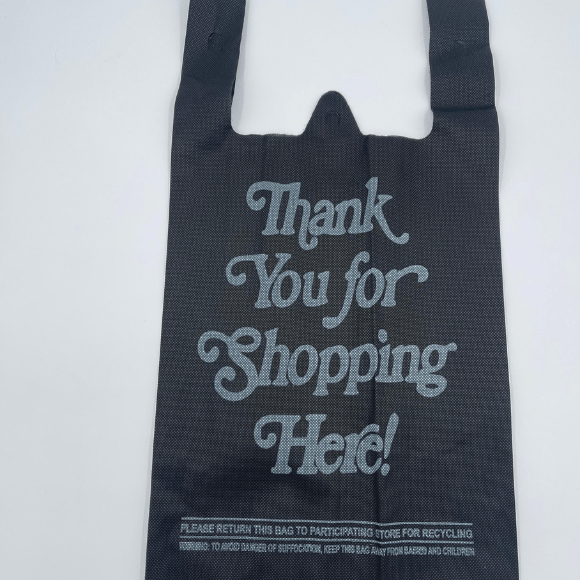 Black Non - woven Reusable Bags 11.5 width x 6.5 depth x 16 height, Thank You Bags - Jet Paper Bags