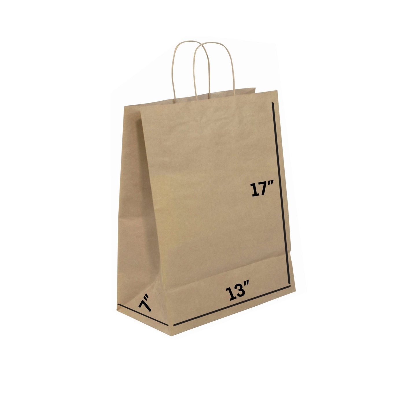 BROWN Paper Bags with Twisted Handles - ALMA - 13" x 7" x 17H" - Jet Paper Bags