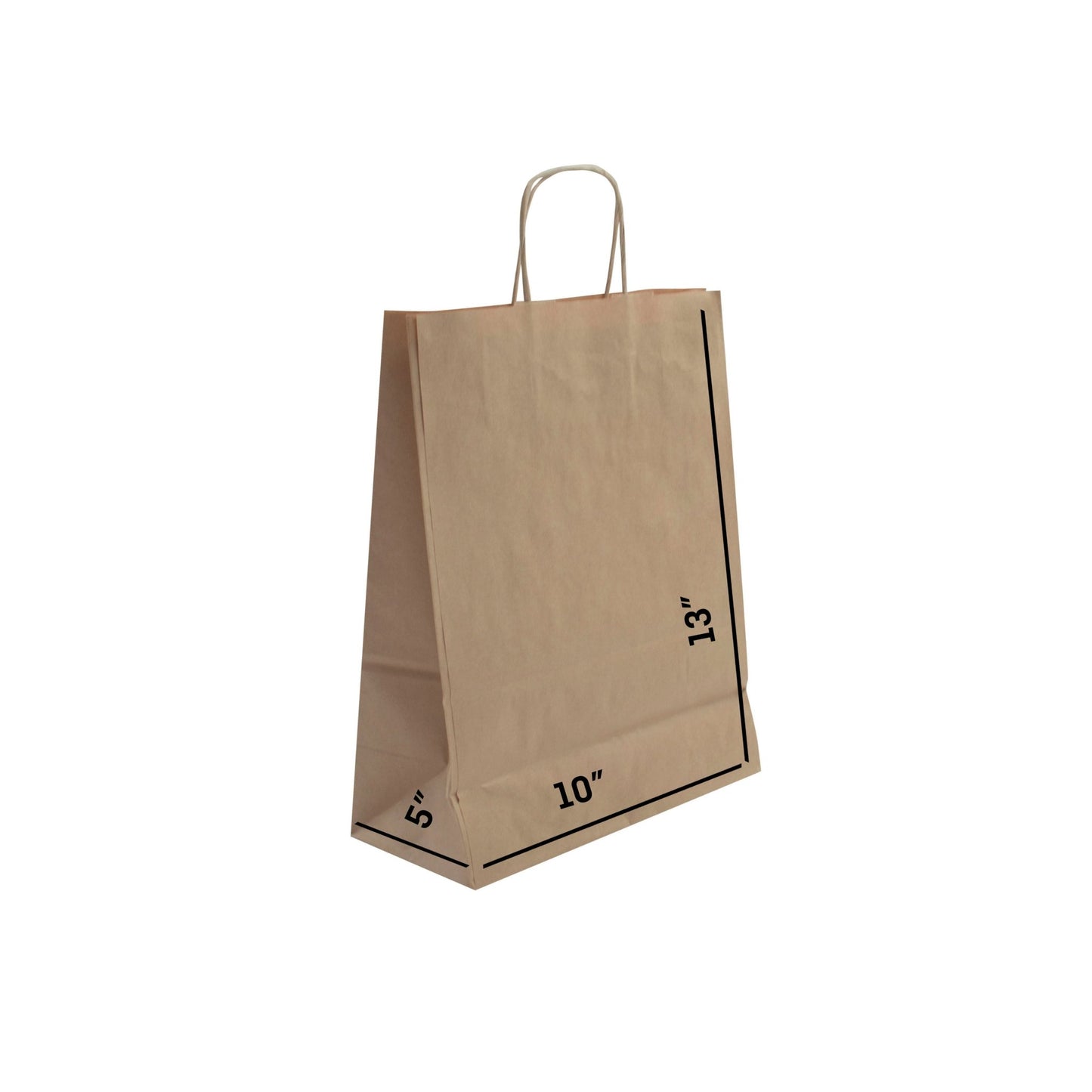 BROWN Paper Bags with twisted Handles - ELLA - 10" x 5" x 13"H - Jet Paper Bags