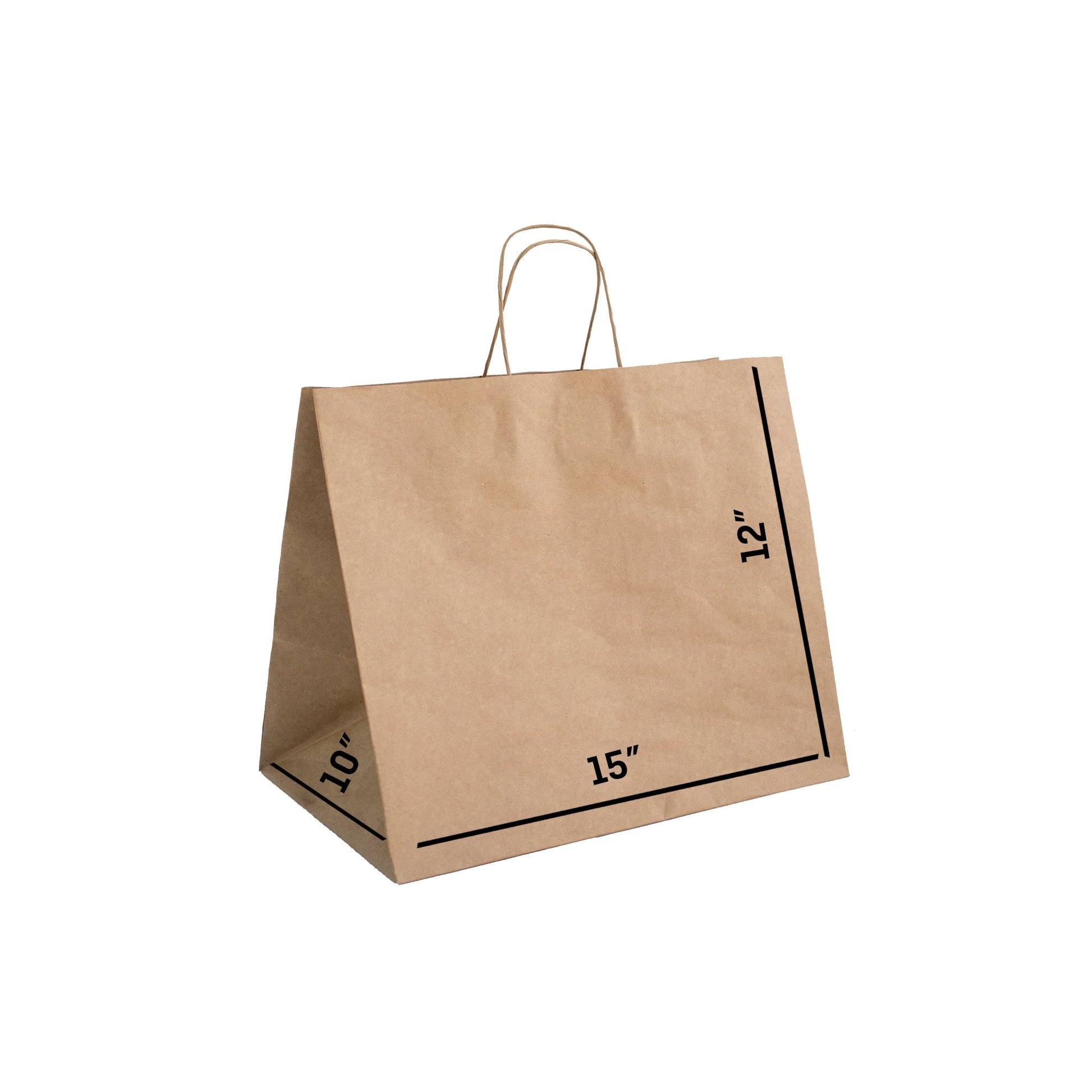 BROWN Paper Bags with Twisted Handles - ZARA - 15" x 10" x 12H" - Jet Paper Bags