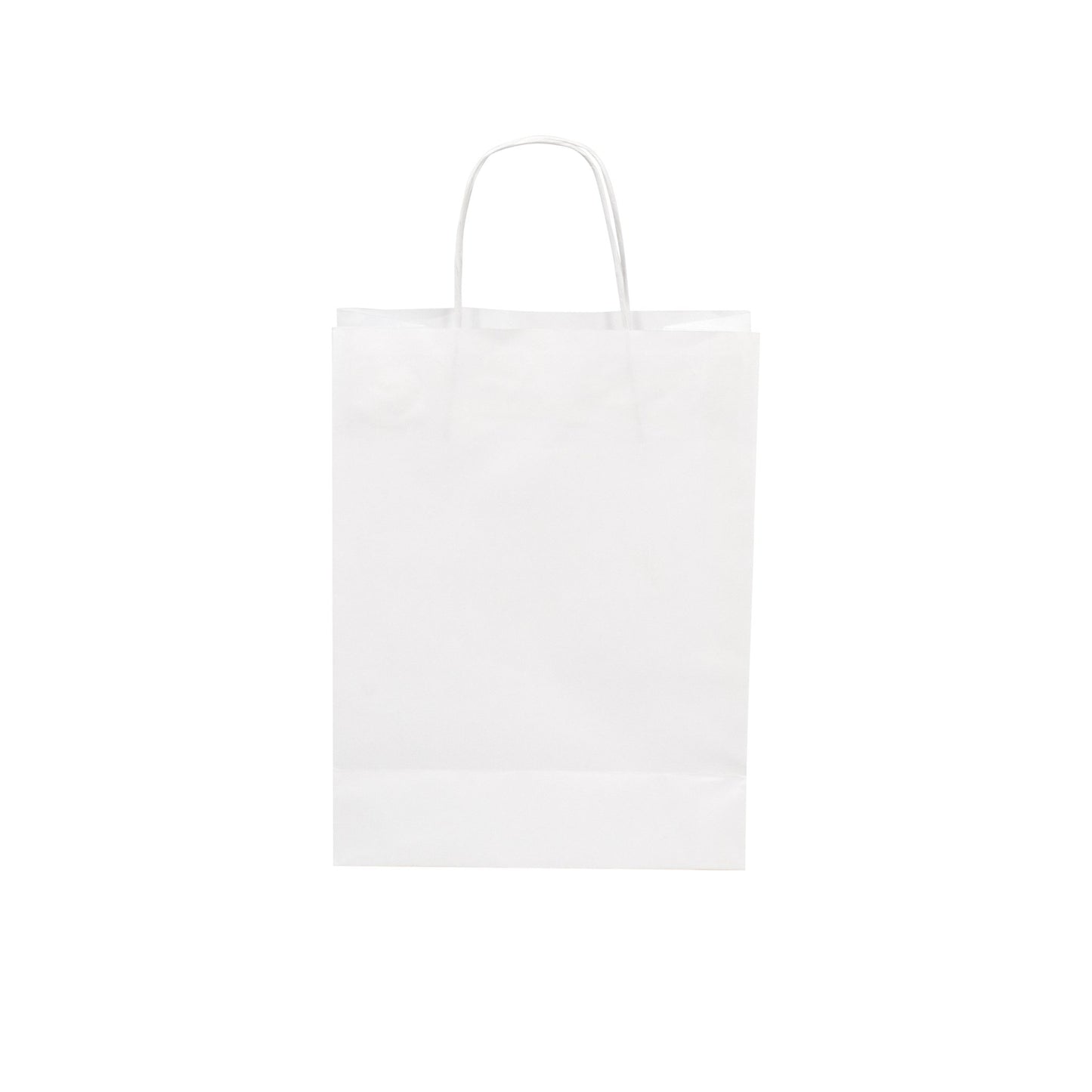 WHITE Paper Bags with Twisted Handles - BORA - 8" x 4" x 9"H - Jet Paper Bags