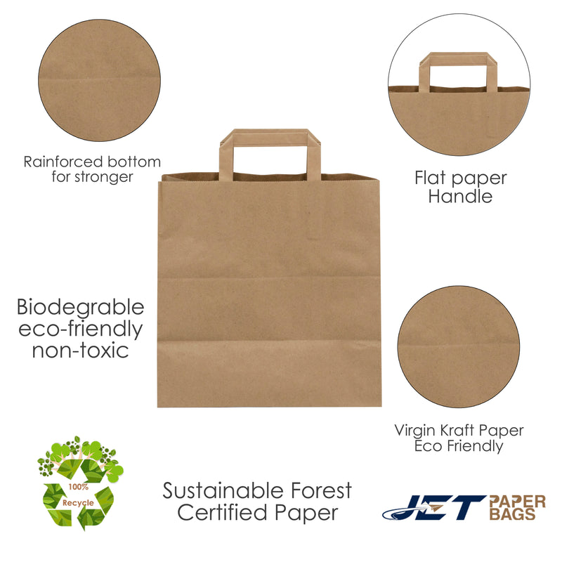 BROWN Economic Paper Bags with FLAT Handles - LEO -11x6x11.5
