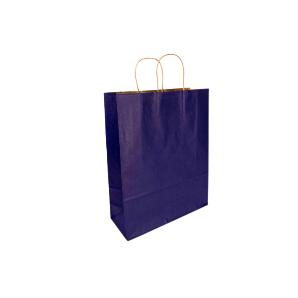 Navy Blue Colored Paper Bags with Twisted Handles - 12 x 5 x 16 H“ 25pcs /