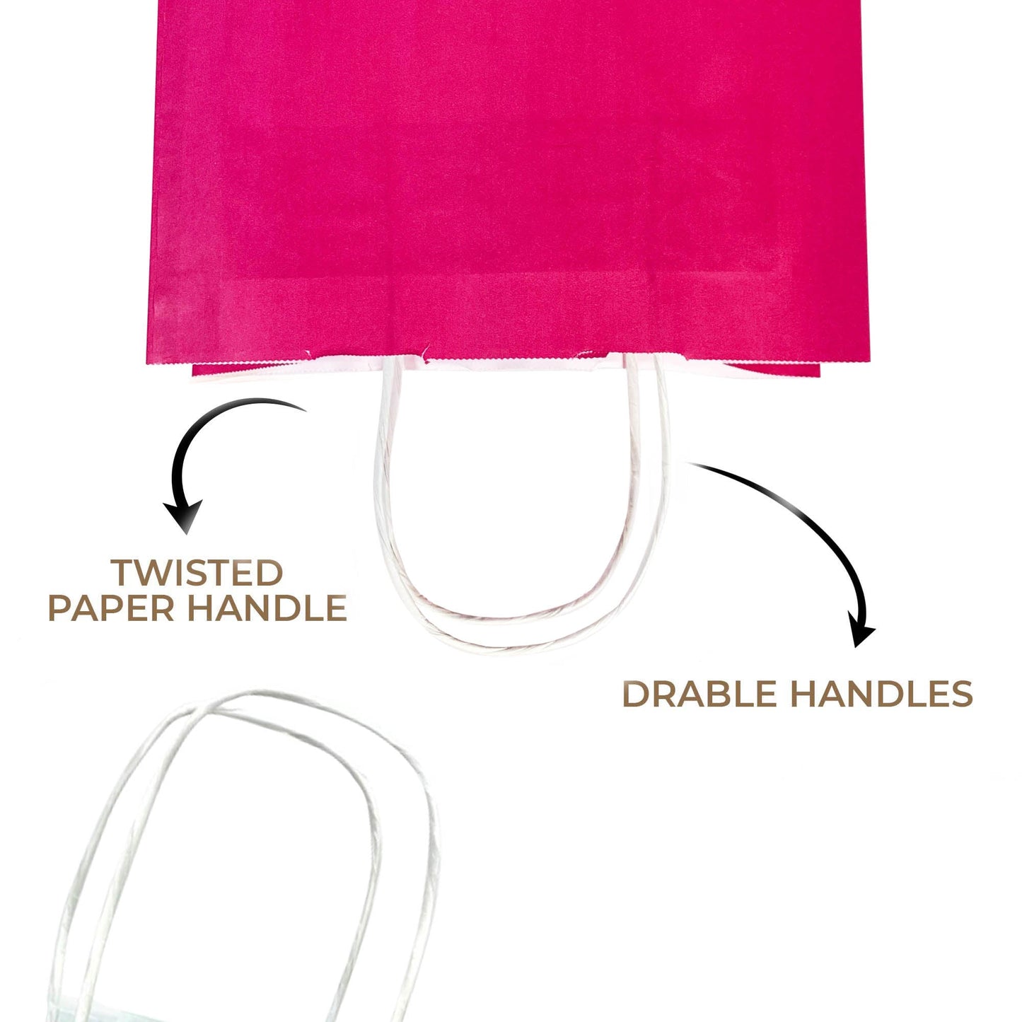 Bright Pink (Fuchsia) Colored Paper Bag with Twisted Handles - 10" x 5" x 12H" - Jet Paper Bags