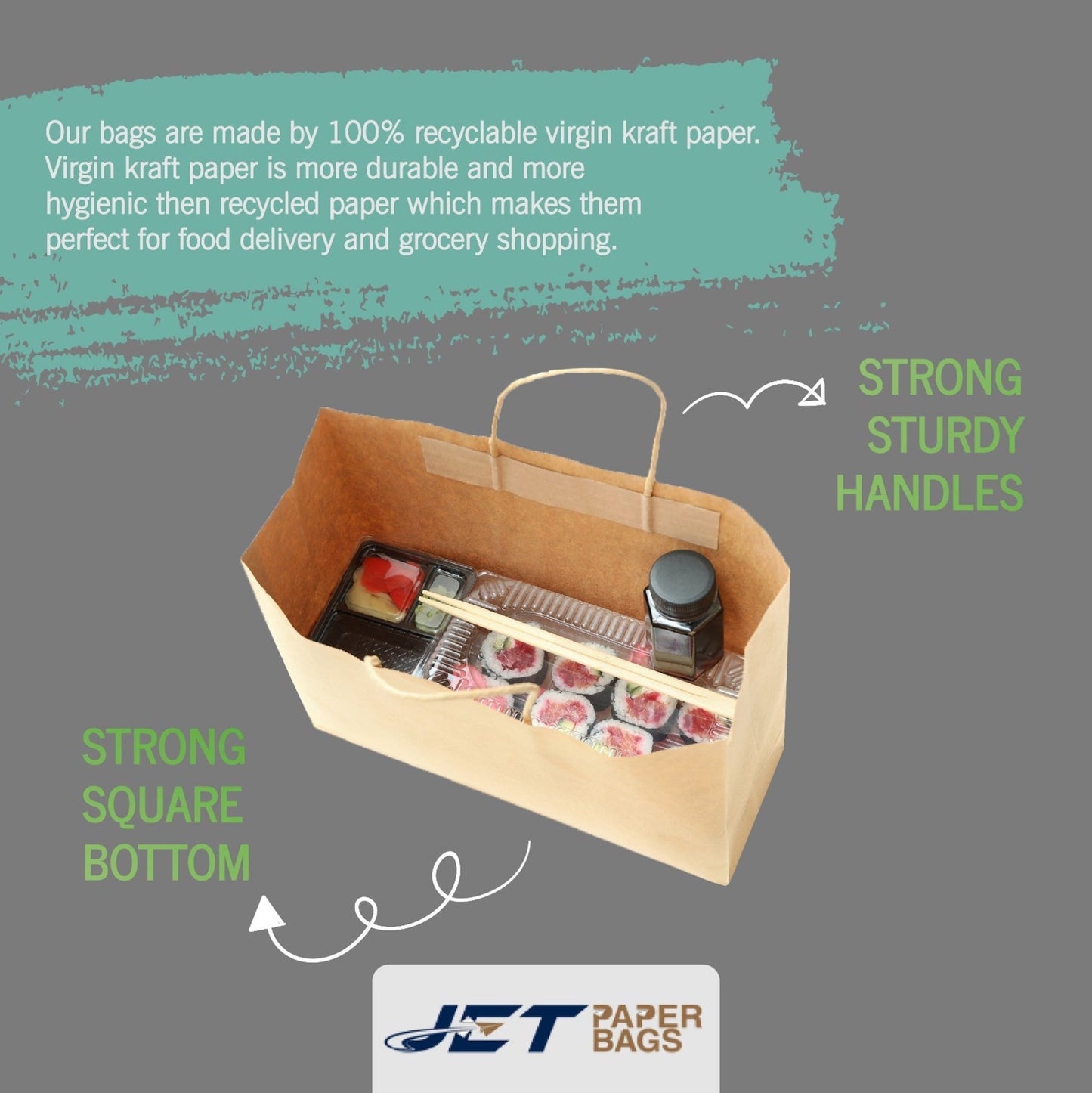 BROWN Paper Bags with twisted Handles - ELLA - 10" x 5" x 13"H - Jet Paper Bags