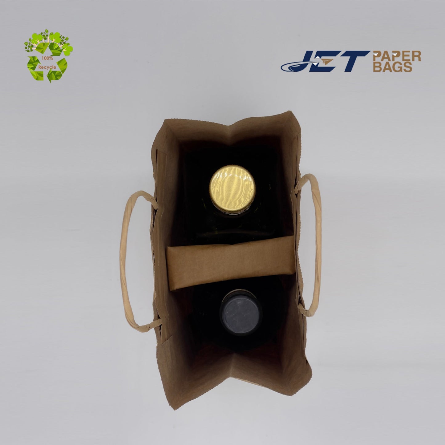 BROWN Paper Bags with Twisted Handles - JADE - 7.50" x 3.25" x 12.75"H - Jet Paper Bags