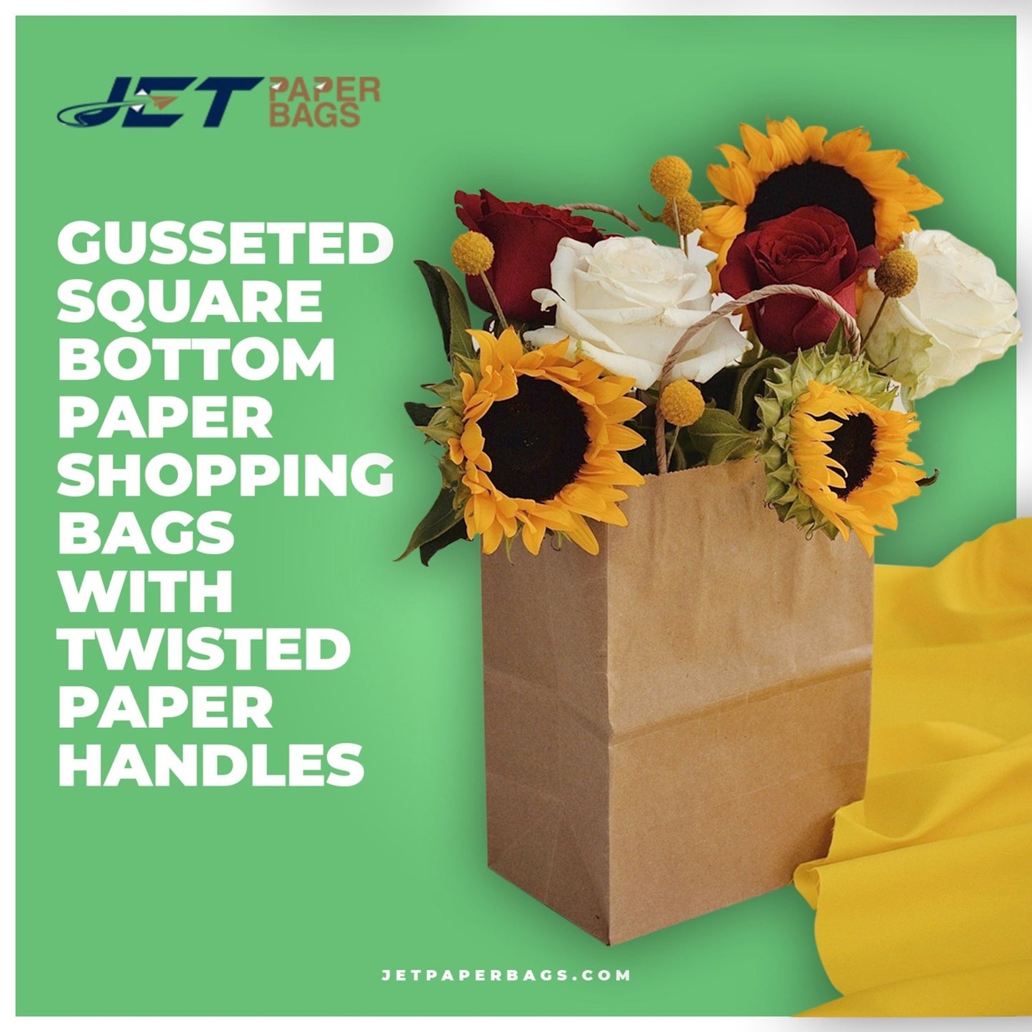 BROWN Paper Bags with Twisted Handles - LOLA - 16" x 6" x 12"H - Jet Paper Bags
