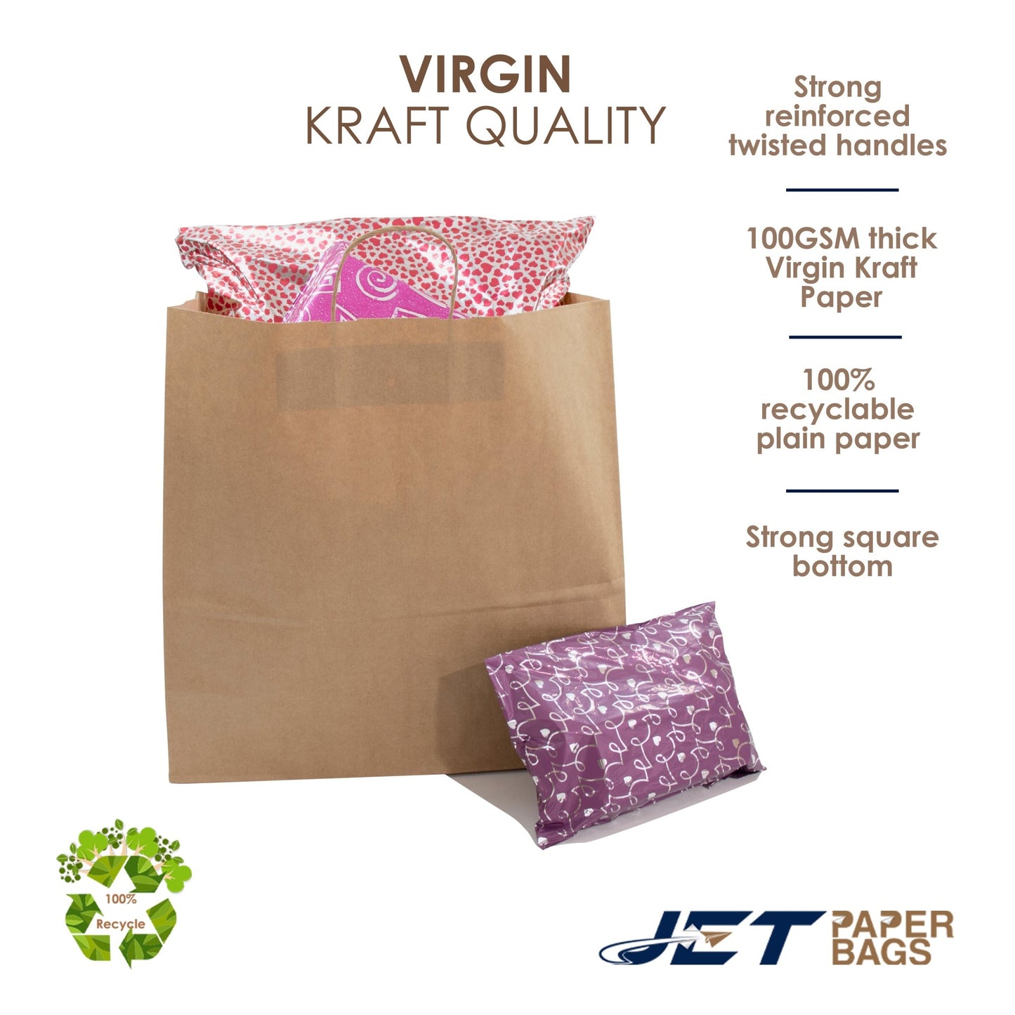 Extra Large Paper Bags with Twisted Handles - NINA - 18x7x18 - Jet Paper Bags