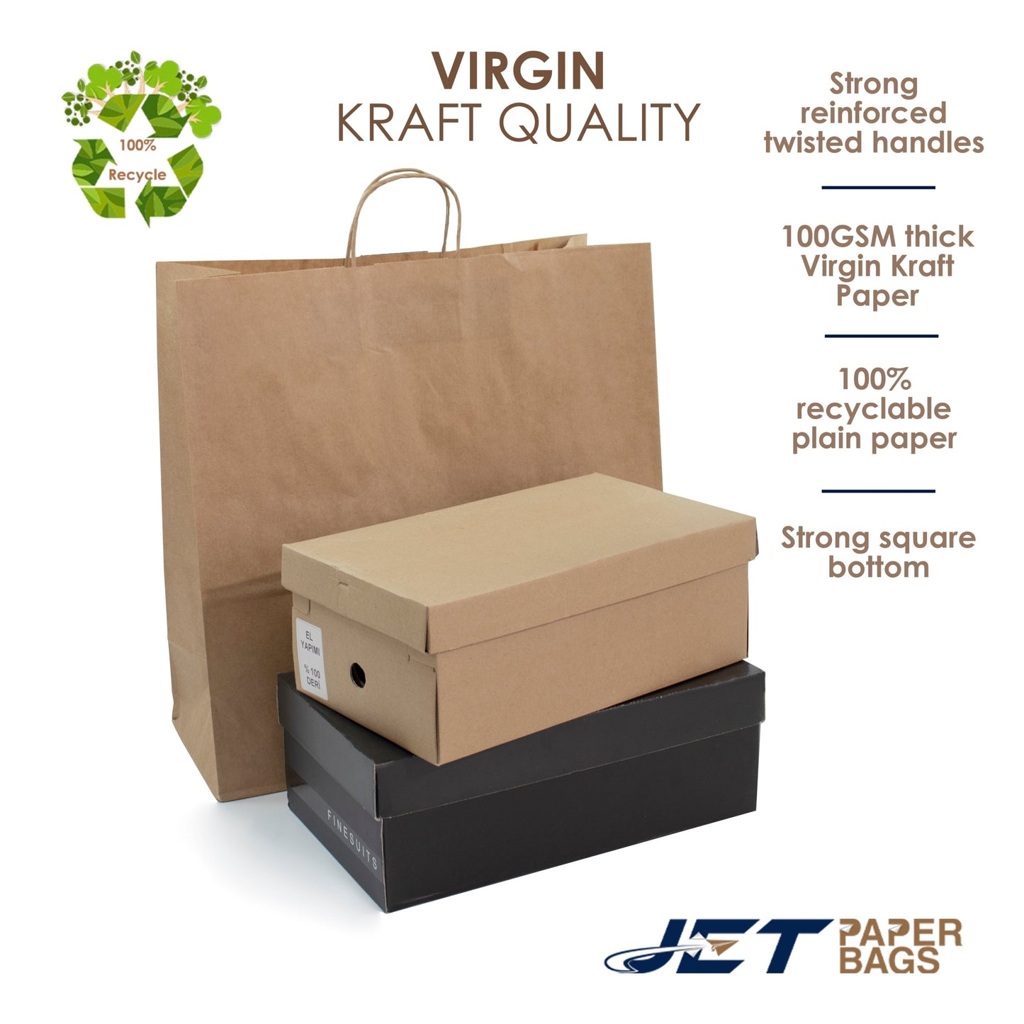 Extra Large Paper Bags with Twisted Handles - NINA - 18x7x18 - Jet Paper Bags
