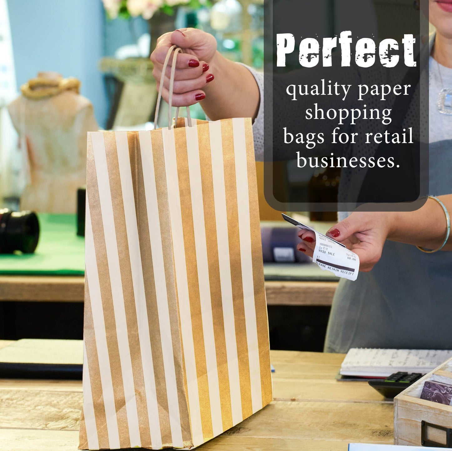 GOLD Colored Paper Bags with Twisted Handles - 10" x 5" x 12H“ - Jet Paper Bags