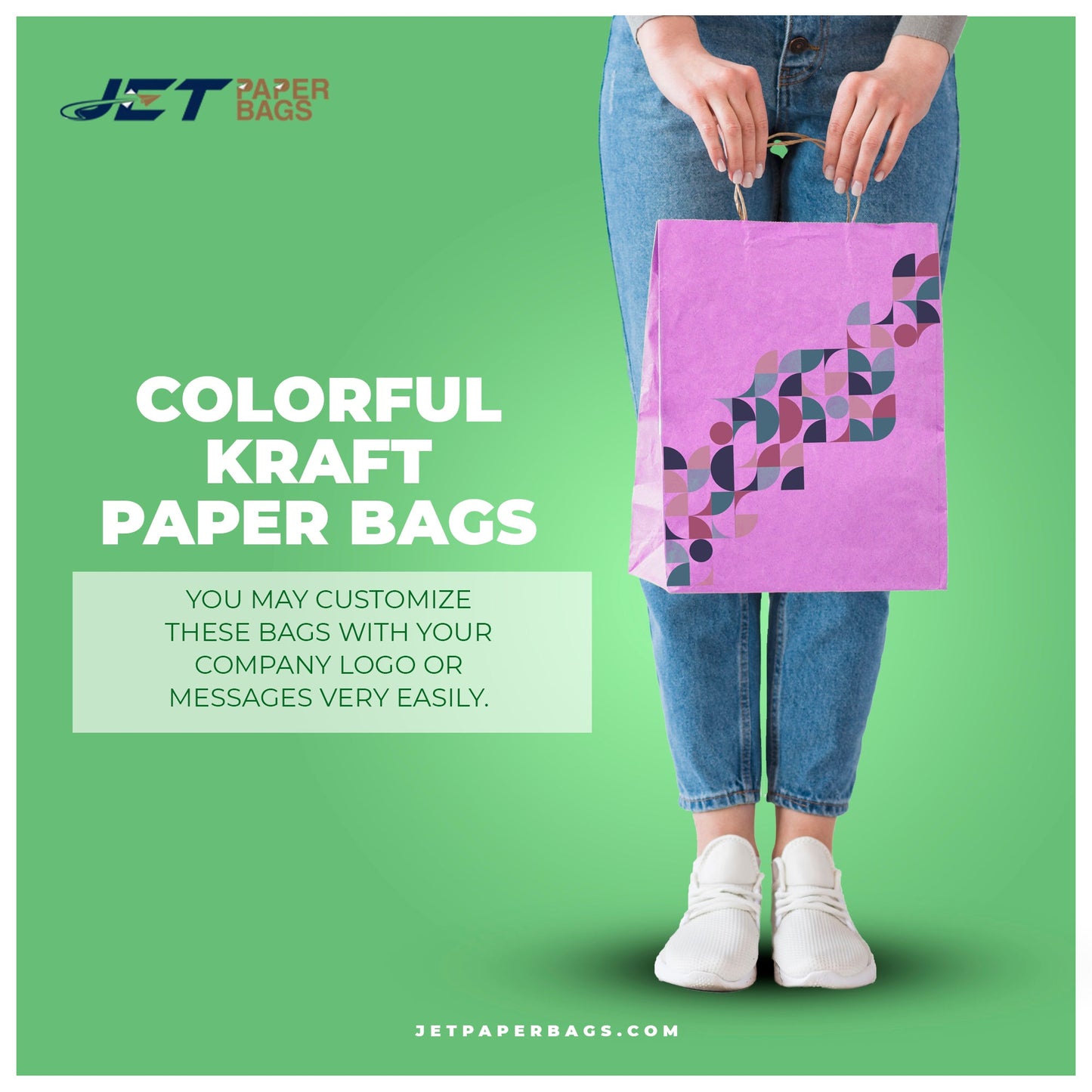 GREEN Colored Paper Bags with Twisted Handles - 10" x 5" x 12H“ - Jet Paper Bags
