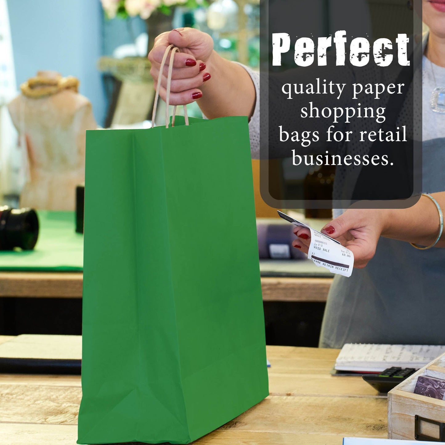 GREEN Colored Paper Bags with Twisted Handles - 10" x 5" x 12H“ - Jet Paper Bags