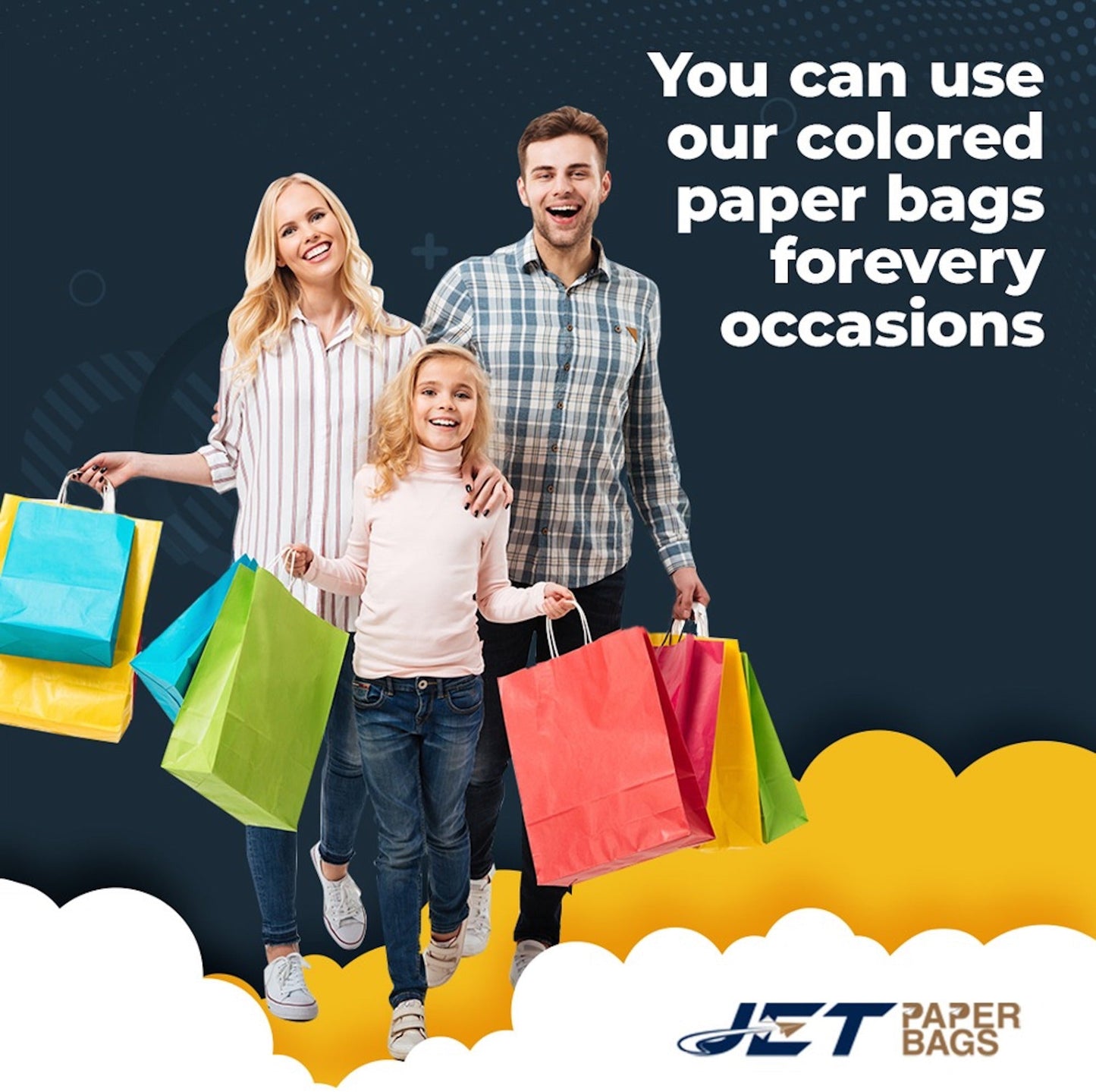 NAVY BLUE Colored Paper Bags with Twisted Handles - 12" x 5" x 16 H“ - Jet Paper Bags