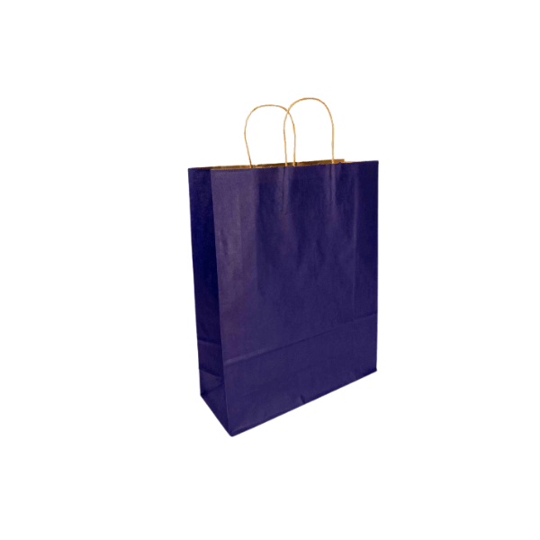 NAVY BLUE Colored Paper Bags with Twisted Handles - 12" x 5" x 16 H“ - Jet Paper Bags