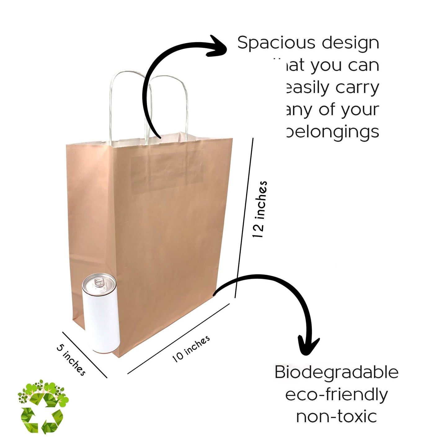 PINK Colored Paper Bags with Twisted Handles - 10" x 5" x 12H" - Jet Paper Bags
