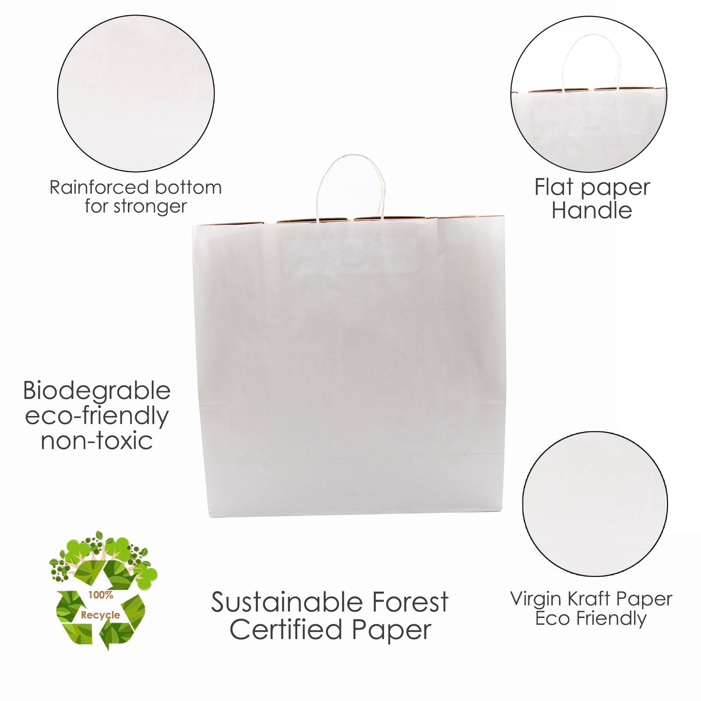 WHITE Large Paper Bag with Twisted Handles - LANA - 18" x 7" x 18"H - Jet Paper Bags