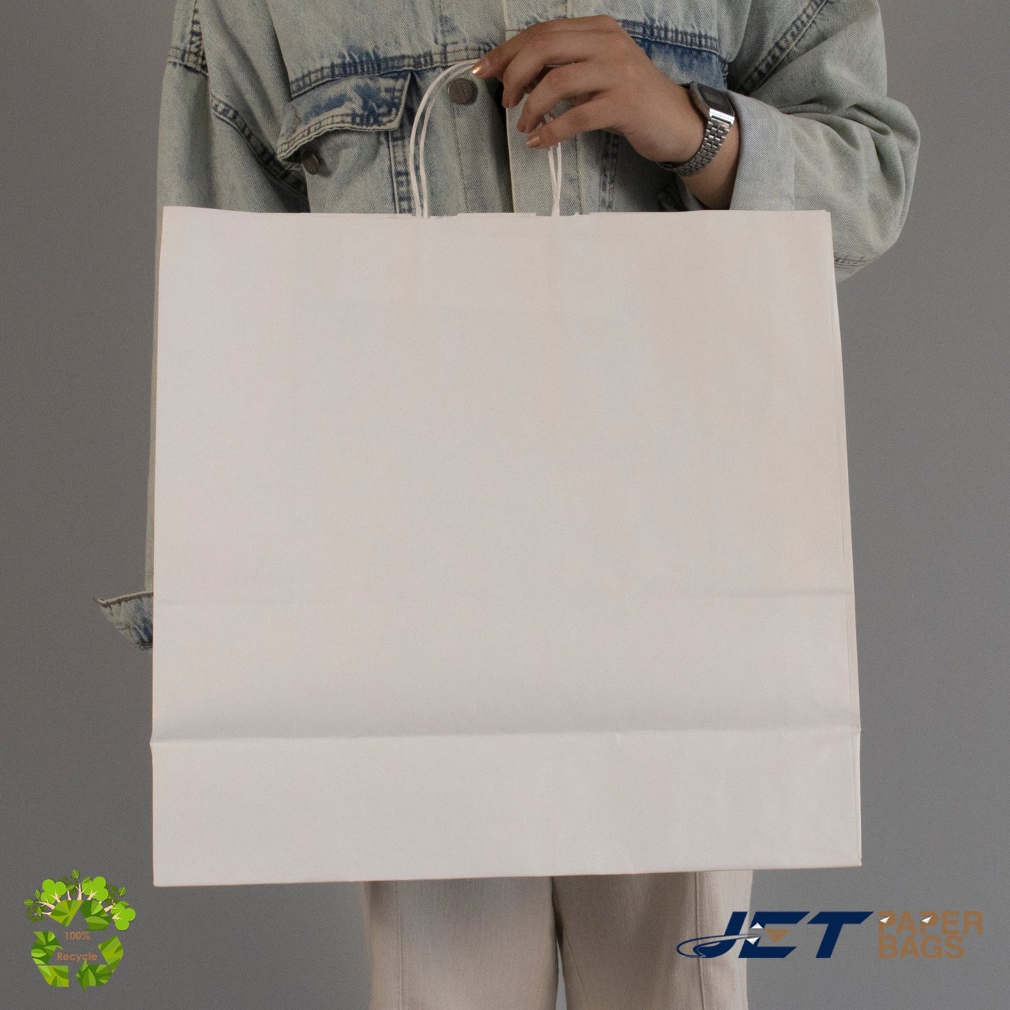 WHITE Large Paper Bag with Twisted Handles - LANA - 18" x 7" x 18"H - Jet Paper Bags