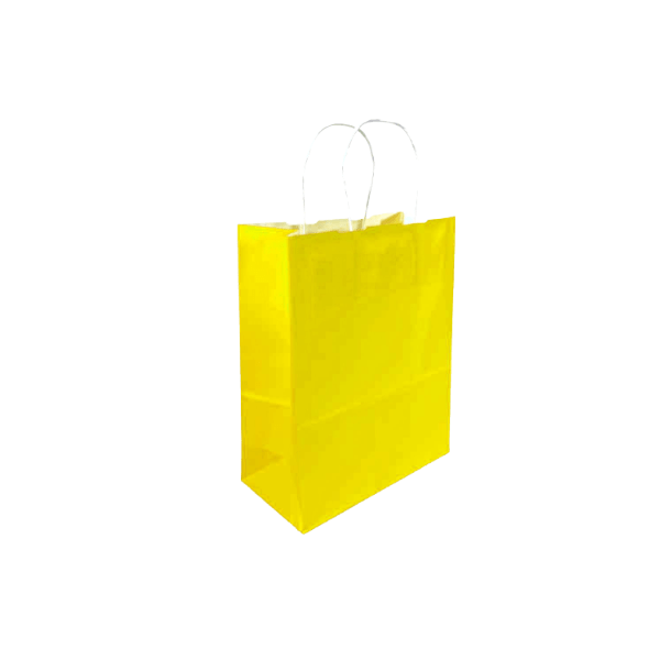 YELLOW Colored Paper Bags with Twisted Handles - 10" x 5" x 12H“ - Jet Paper Bags