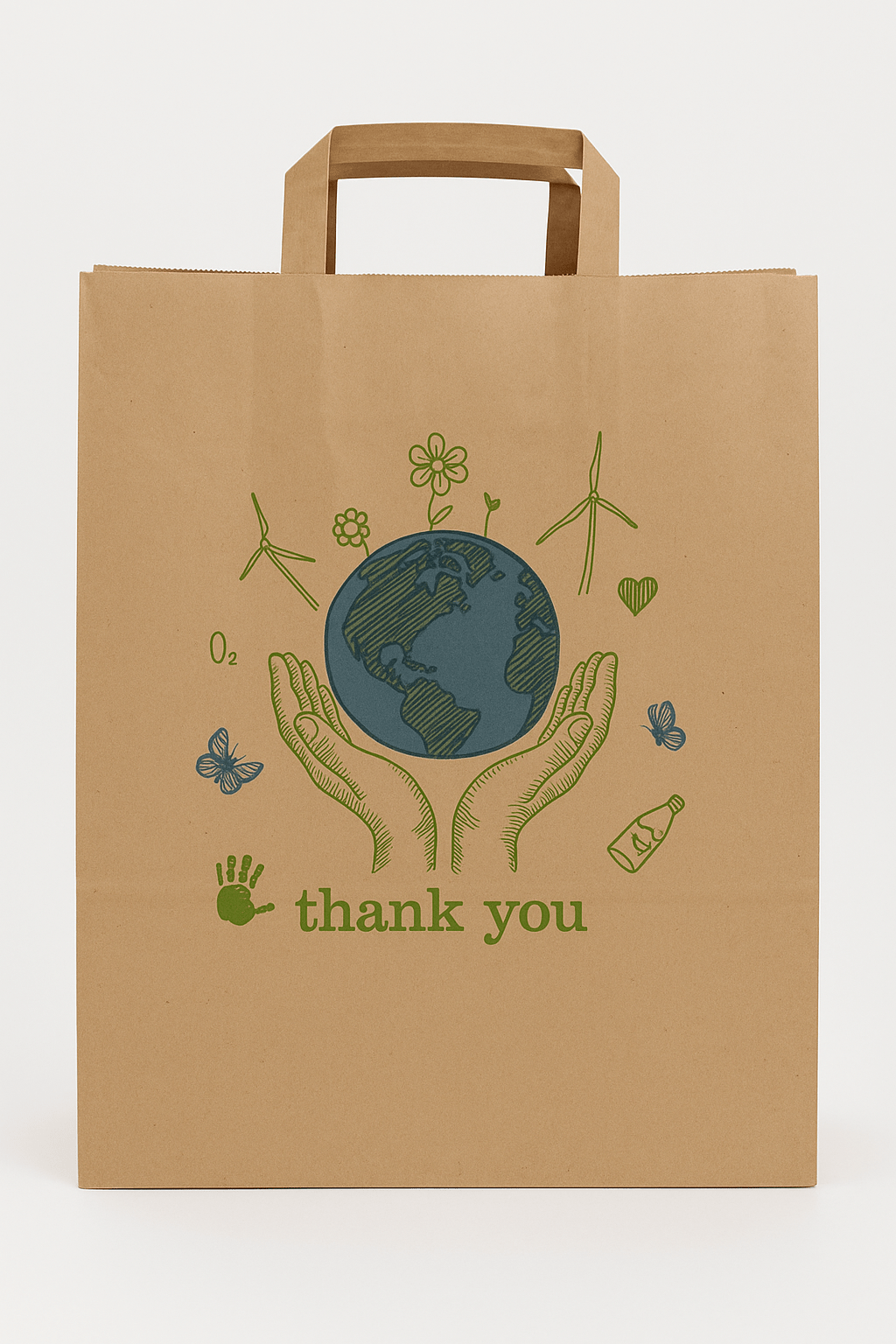 13 x 7 x 17 Kraft Paper Bags – Flat Handle, 100% Recyclable, Eco - Friendly - Jet Paper Bags