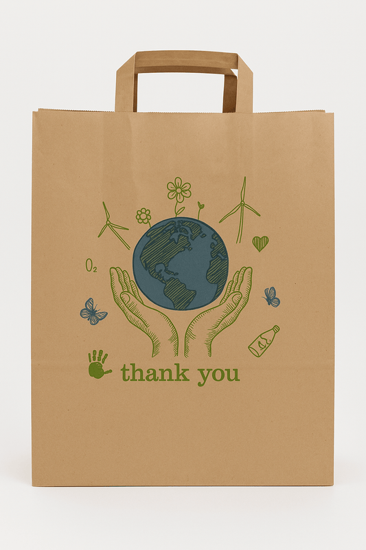 13 x 7 x 17 Kraft Paper Bags – Flat Handle, 100% Recyclable, Eco - Friendly - Jet Paper Bags