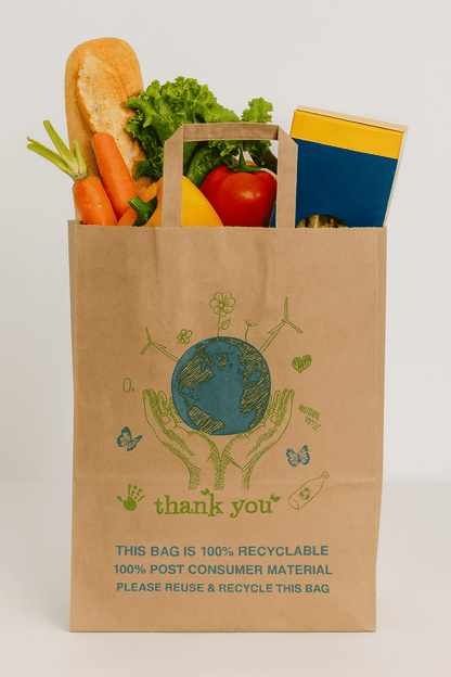13 x 7 x 17 Kraft Paper Bags – Flat Handle, 100% Recyclable, Eco - Friendly - Jet Paper Bags