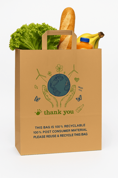 13 x 7 x 17 Kraft Paper Bags – Flat Handle, 100% Recyclable, Eco - Friendly - Jet Paper Bags