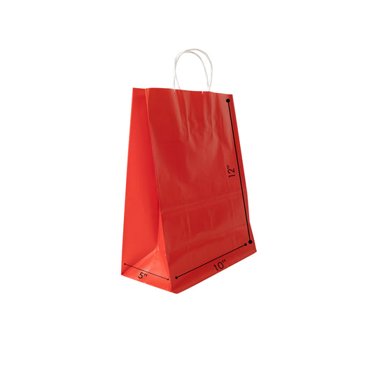 RED Colored Paper Bags with Twisted Handles - 10" x 5" x 12H"