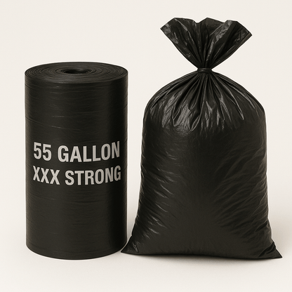 55 Gallon XXX Strong Black Trash Bags – Heavy Duty Contractor Grade (50 & 100 PCS) - Jet Paper Bags