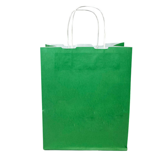 GREEN Colored Paper Bags with Twisted Handles - 10" x 5" x 12H“