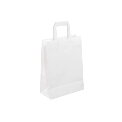 White Paper Bags with Flat Handles -CARA FLAT-8.50" x 4.75" x 10"H