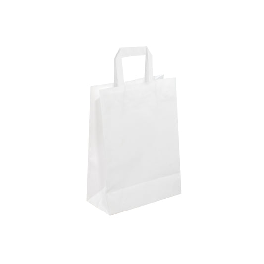 White Paper Bags with Flat Handles -CARA FLAT-8.50" x 4.75" x 10"H