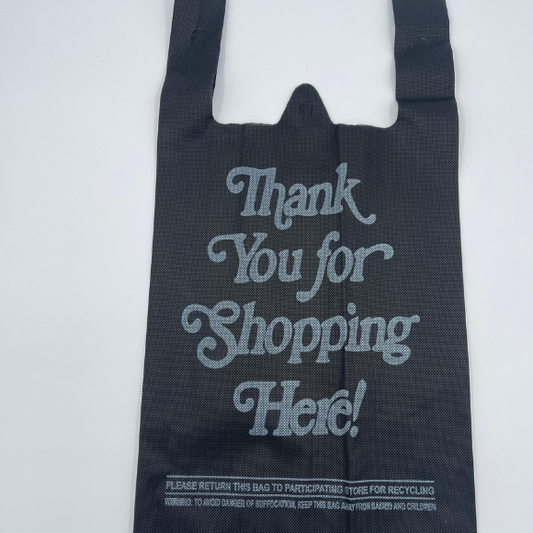 Black Non-woven Reusable Bags 11.5 width x 6.5 depth x 16 height, Thank You Bags