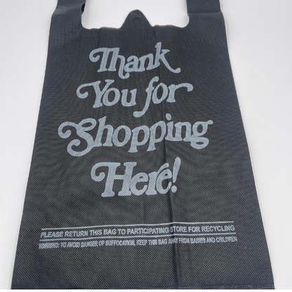 Black Non - woven Reusable Bags 11.5 width x 6.5 depth x 16 height, Thank You Bags - Jet Paper Bags