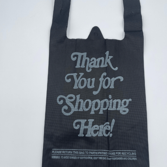 Black Non - woven Reusable Bags 11.5 width x 6.5 depth x 16 height, Thank You Bags - Jet Paper Bags