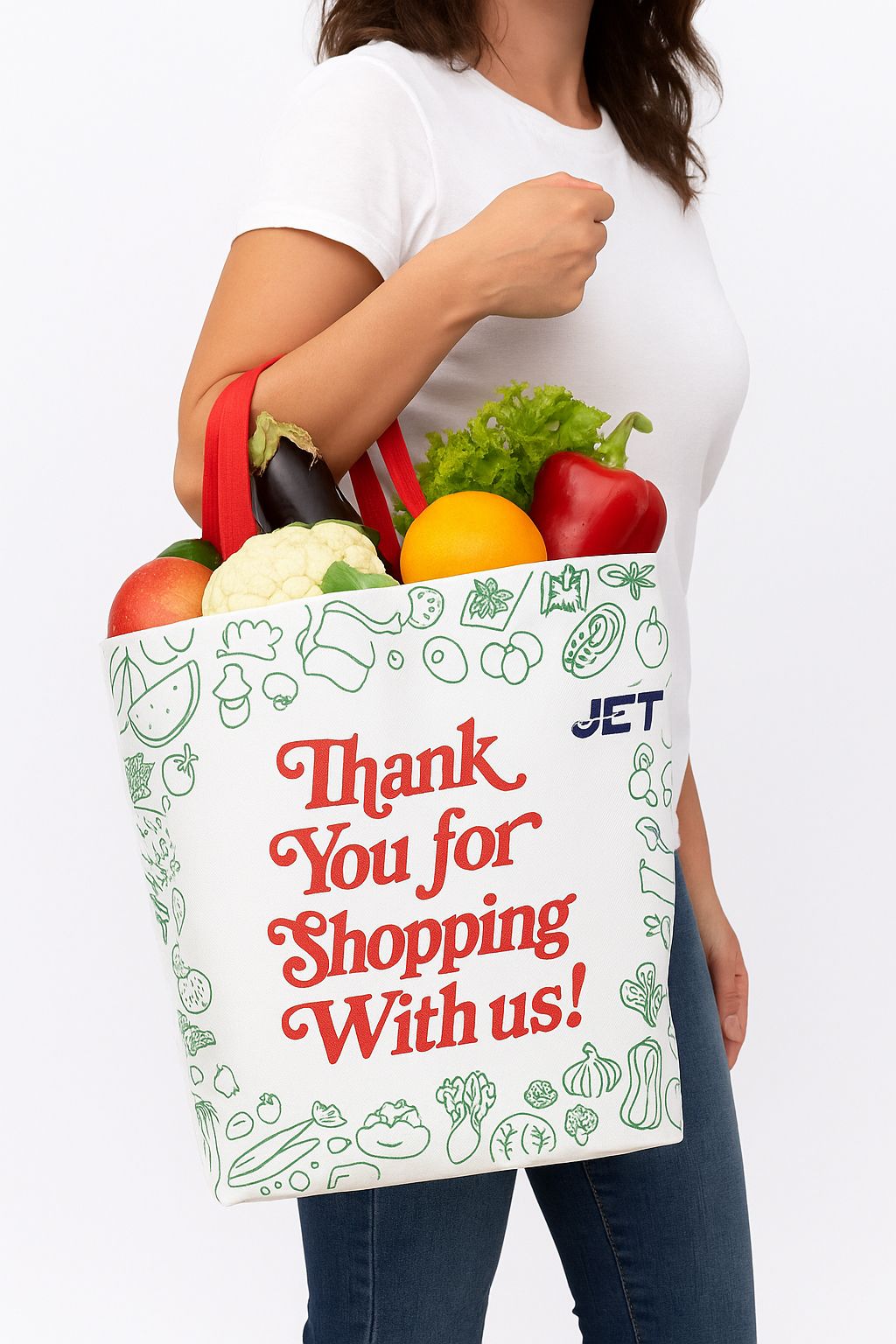 Box Non - Woven Bags 14.5 width x 6.25 depth x 18 height, Thank You Bags - Jet Paper Bags