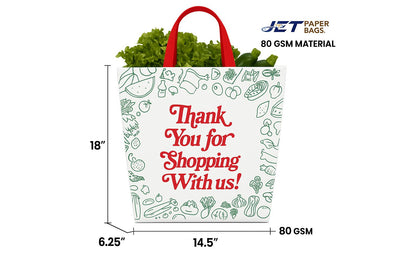 Box Non - Woven Bags 14.5 width x 6.25 depth x 18 height, Thank You Bags - Jet Paper Bags