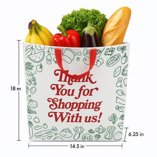 Box Non - Woven Bags 14.5 width x 6.25 depth x 18 height, Thank You Bags - Jet Paper Bags