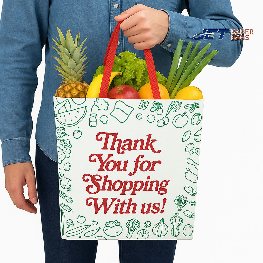 Box Non - Woven Bags 14.5 width x 6.25 depth x 18 height, Thank You Bags - Jet Paper Bags
