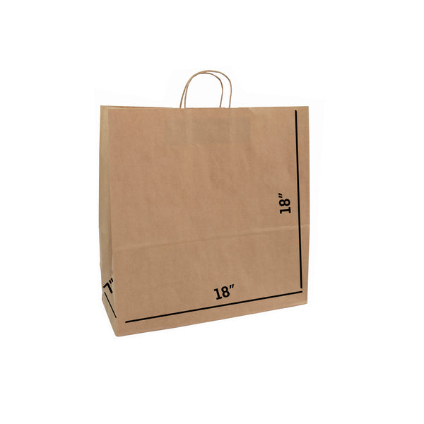 200pcs per Box - Kraft Paper Bags - Large Take Out Size 14W x 10