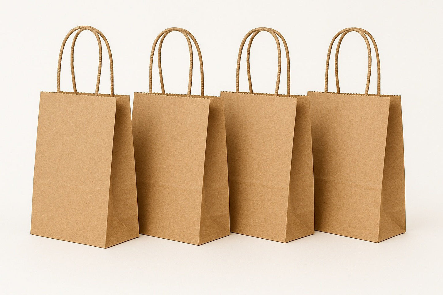 Small Kraft Paper Bags with Handles – 5.25 x 3.25 x 8.25 in – Recyclable Brown Paper Bags Made in USA - Jet Paper Bags
