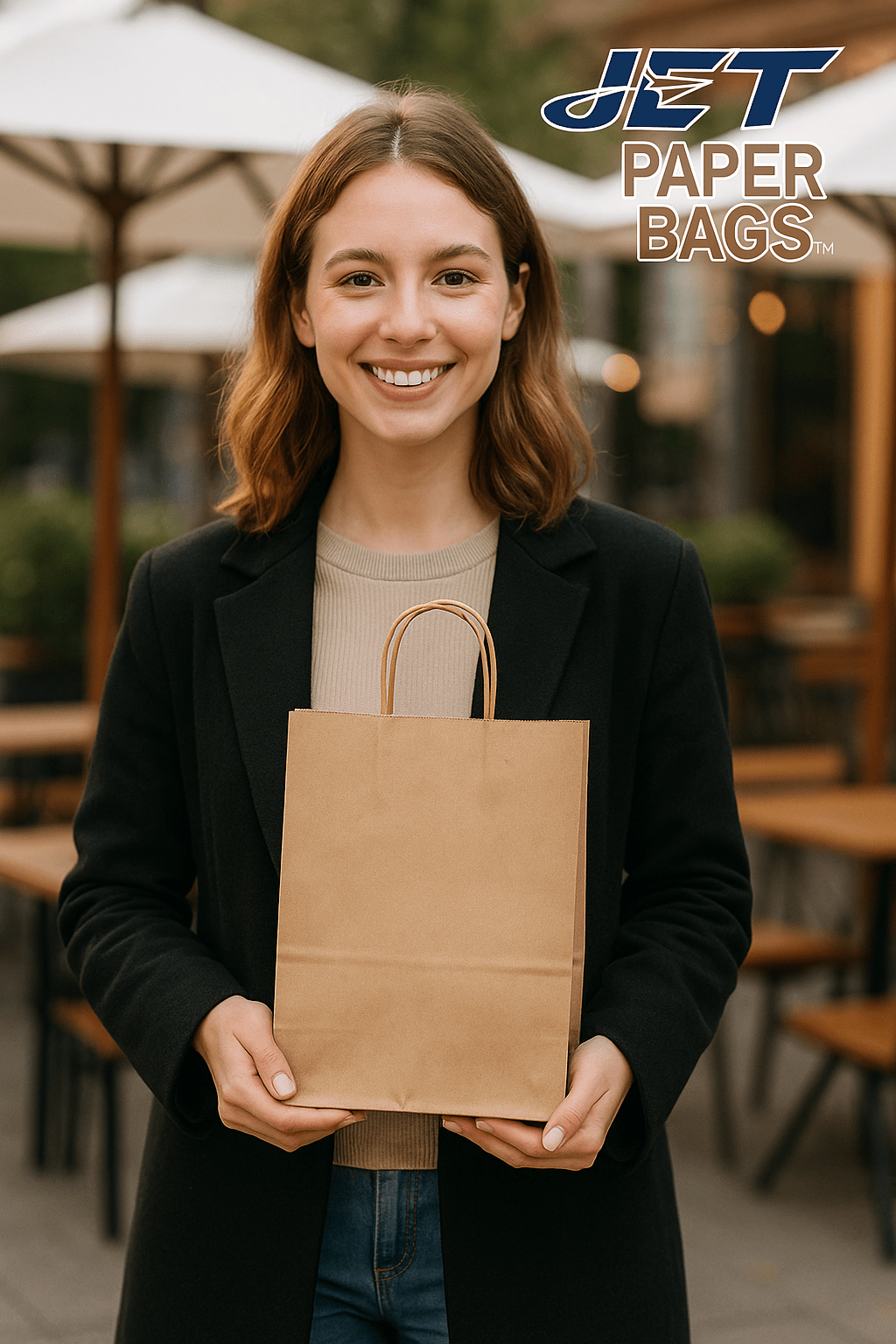 Small Kraft Paper Bags with Handles – 5.25 x 3.25 x 8.25 in – Recyclable Brown Paper Bags Made in USA - Jet Paper Bags