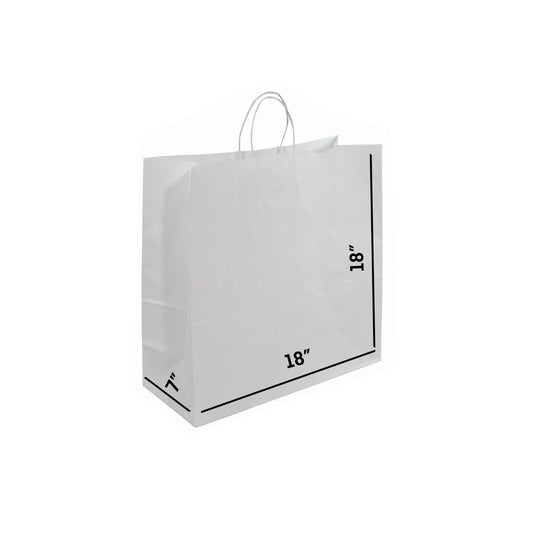 WHITE Large Paper Bag with Twisted Handles - LANA - 18" x 7" x 18"H - Jet Paper Bags