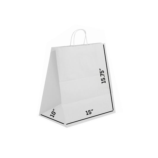 WHITE Paper Bag with Twisted Handles - JUNA - 15" x 10" x 15.75"H - Jet Paper Bags