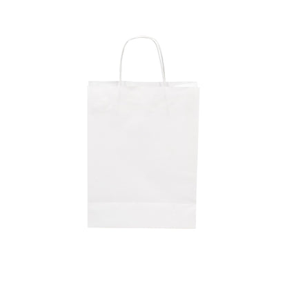 WHITE Paper Bags with Twisted Handles - BORA - 8" x 4" x 9"H - Jet Paper Bags
