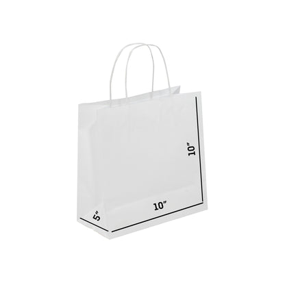WHITE Twisted Handle White Paper Bags, ESRA, 10" x 5" x 10"H - Jet Paper Bags