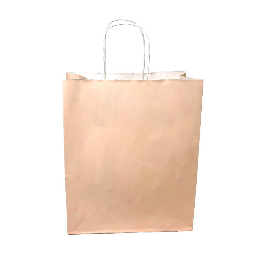 [100 Pcs] 10 inch x 5 inch x 12H Orange Colored Kraft Paper Shopping Bag with Twisted Handles for Gift, Merchandise, Birthday, Christmas, Craft
